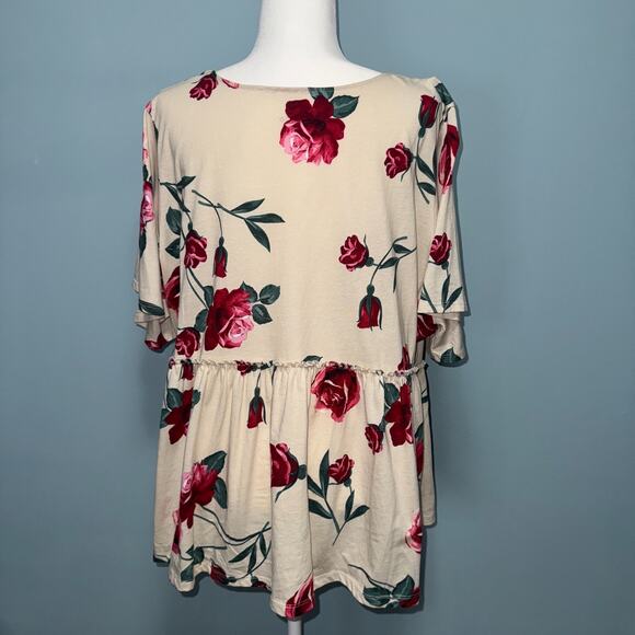 Torrid Womens 3X Top Heritage Jersey Tie-Front Babydoll Floral Casual Bohemian - Picture 2 of 10